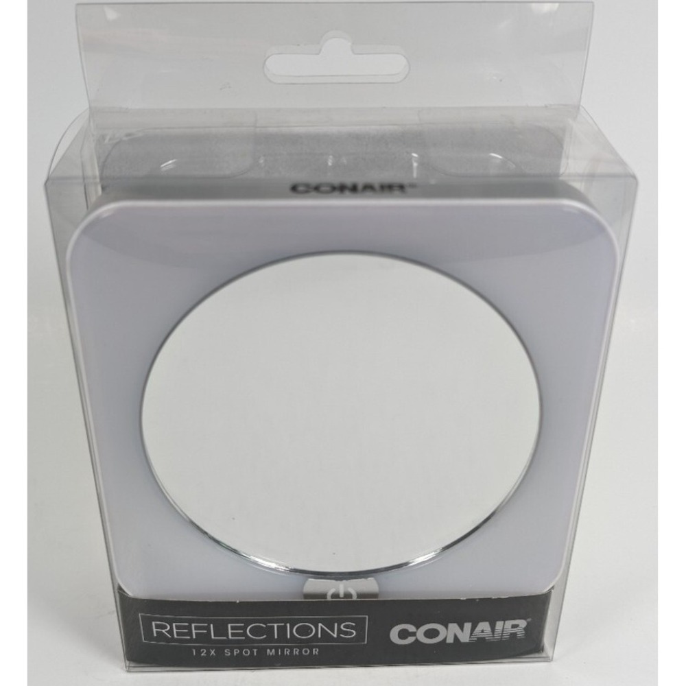 Conair Reflections 12X Spot Mirror LED Lighted 4.25" x 4.25" Suction Cup Back